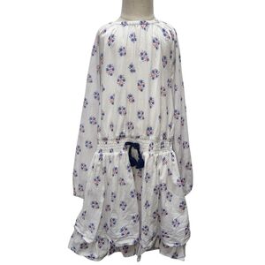 Mini Boden girl 9-10 year dress white floral smocked waist long sleeve
